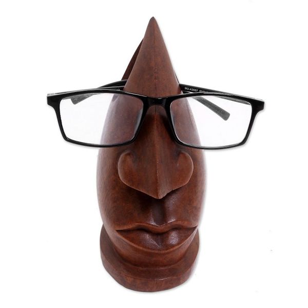 Alternate image for Wood Eyeglasses Stand in Light Brown from Bali Prominent Nose in Light Brown