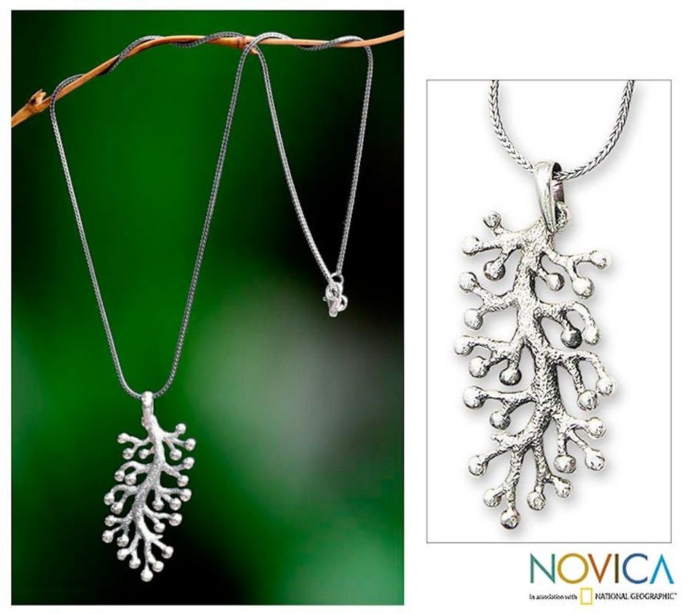 Hand Crafted Sterling Silver Pendant Necklace 'Coral Frost'