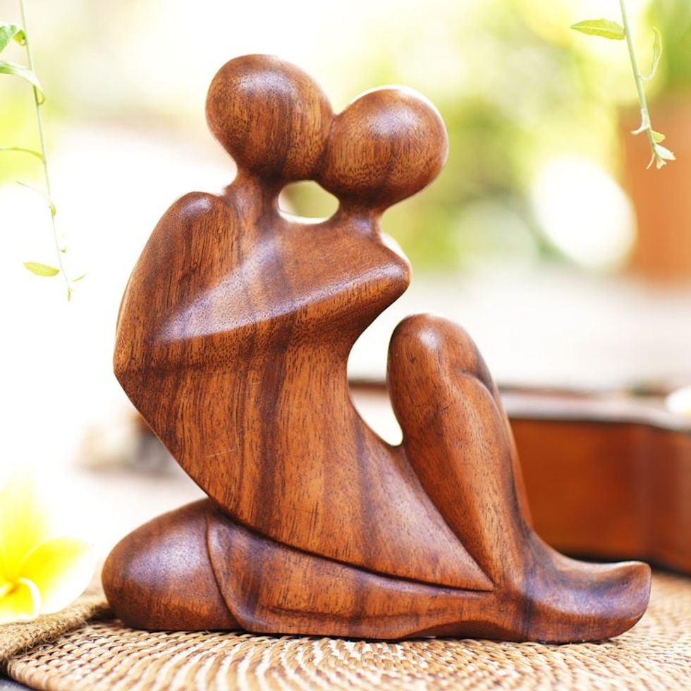 Indonesian Wood Sculpture 'The Embrace'
