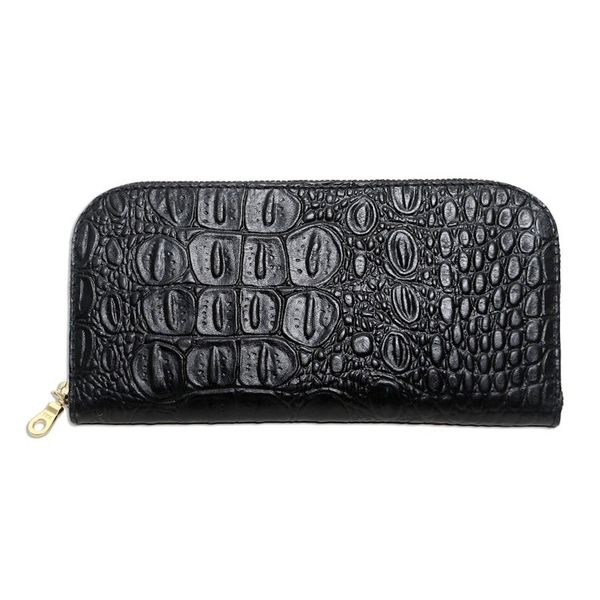 Alternate image for Croc Embossed Black Leather Wallet Black Croc