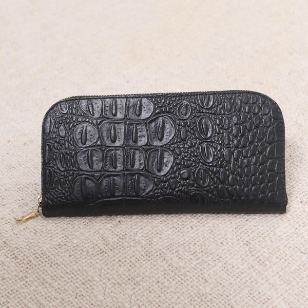 Alternate image for Croc Embossed Black Leather Wallet Black Croc