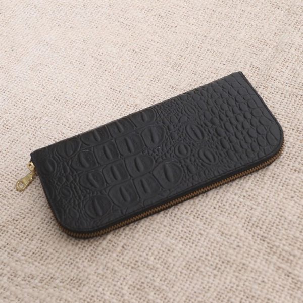Alternate image for Croc Embossed Black Leather Wallet Black Croc