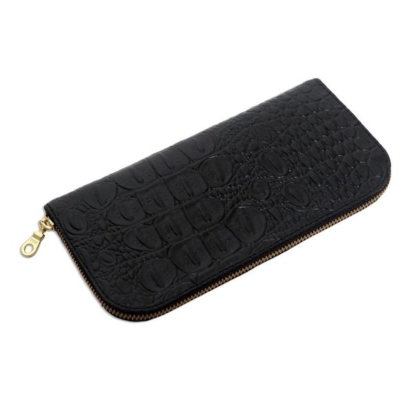 Alternate image for Croc Embossed Black Leather Wallet Black Croc