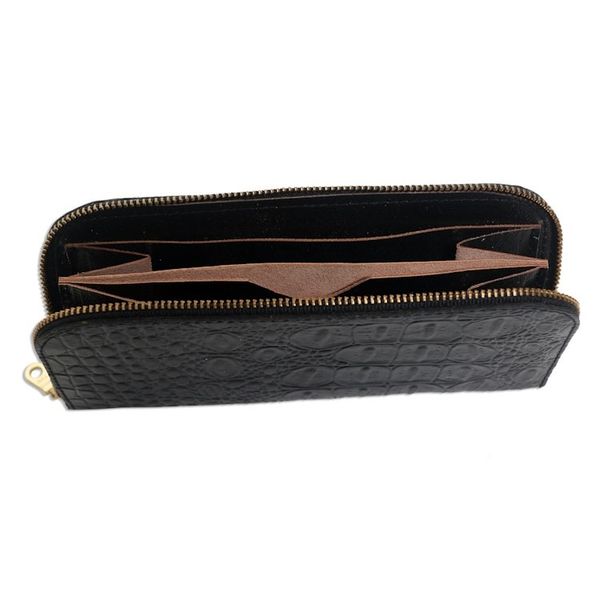 Alternate image for Croc Embossed Black Leather Wallet Black Croc