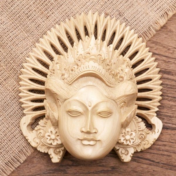 Alternate image for Hand-Carved Wood Mask of a Janger Dancer from Indonesia Beautiful Janger