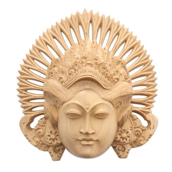 Alternate image for Hand-Carved Wood Mask of a Janger Dancer from Indonesia Beautiful Janger