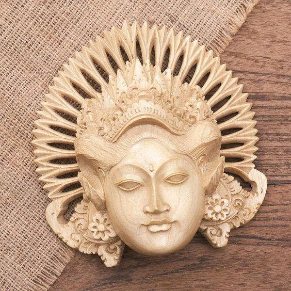Alternate image for Hand-Carved Wood Mask of a Janger Dancer from Indonesia Beautiful Janger