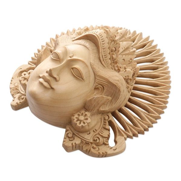 Alternate image for Hand-Carved Wood Mask of a Janger Dancer from Indonesia Beautiful Janger