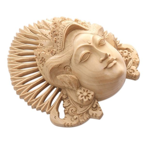 Alternate image for Hand-Carved Wood Mask of a Janger Dancer from Indonesia Beautiful Janger