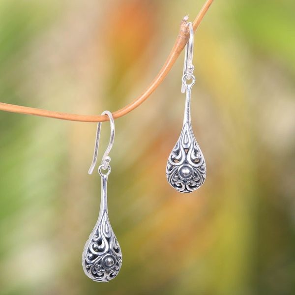 Alternate image for Sterling Silver Handmade Dangle Earrings from Bali Maraca