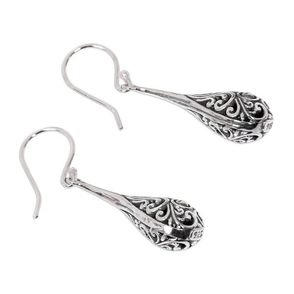 Alternate image for Sterling Silver Handmade Dangle Earrings from Bali Maraca