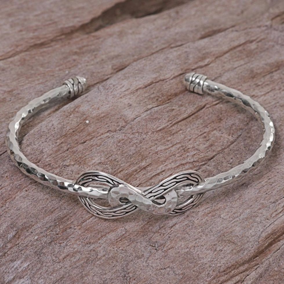 Hand Made Sterling Silver Cuff Bracelet from Indonesia 'Infinity Mosaic'