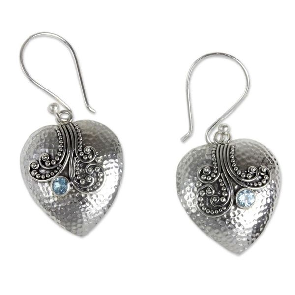 Alternate image for Sterling Silver Heart Earrings with Blue Topaz Loves Story