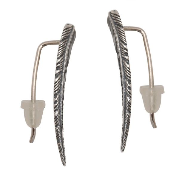 Alternate image for Ear Climber Earrings in Sterling Silver Coconut Leaf