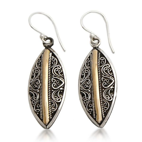 Alternate image for Sterling Silver Dangle Earrings with 18k Gold Accents Luminous Shields
