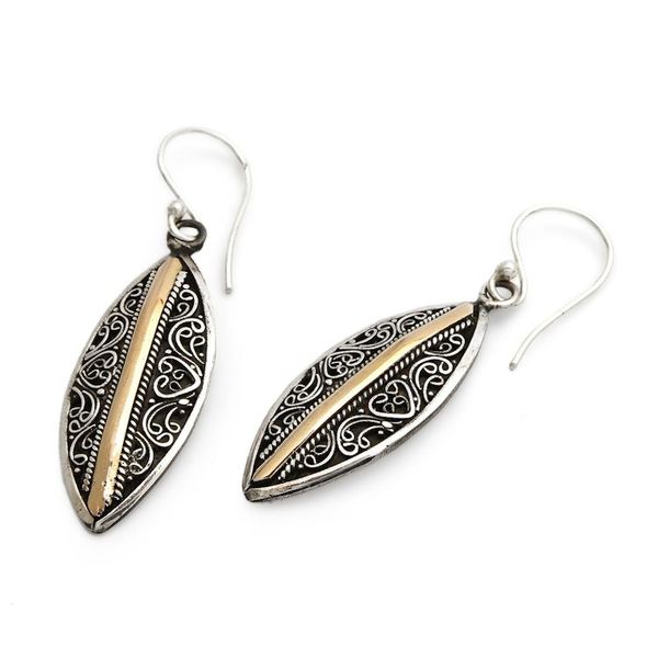 Alternate image for Sterling Silver Dangle Earrings with 18k Gold Accents Luminous Shields