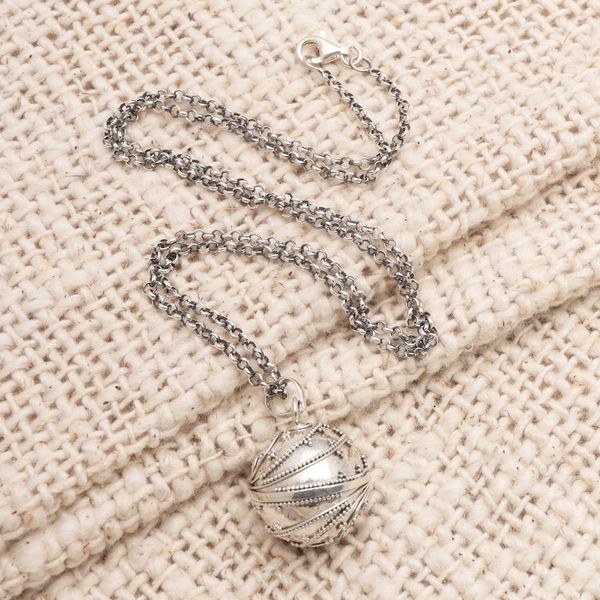 Alternate image for Handmade Heart Theme Sterling Silver Harmony Ball Necklace Lovely Whirlwind
