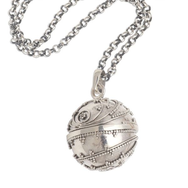 Alternate image for Handmade Heart Theme Sterling Silver Harmony Ball Necklace Lovely Whirlwind