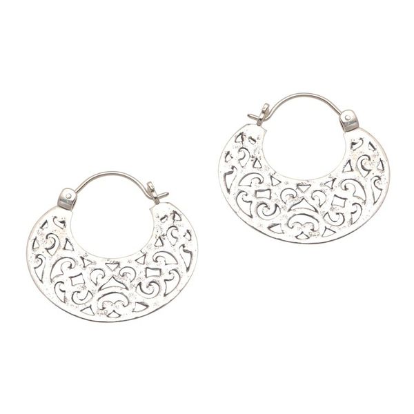 Alternate image for Openwork Sterling Silver Hoop Earrings from Bali Beautiful Curves