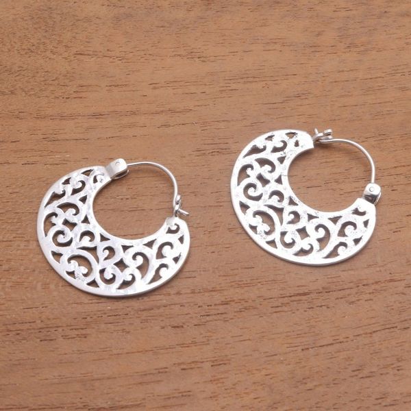 Alternate image for Openwork Sterling Silver Hoop Earrings from Bali Beautiful Curves