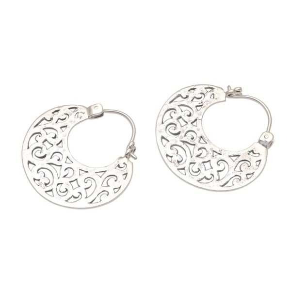 Alternate image for Openwork Sterling Silver Hoop Earrings from Bali Beautiful Curves