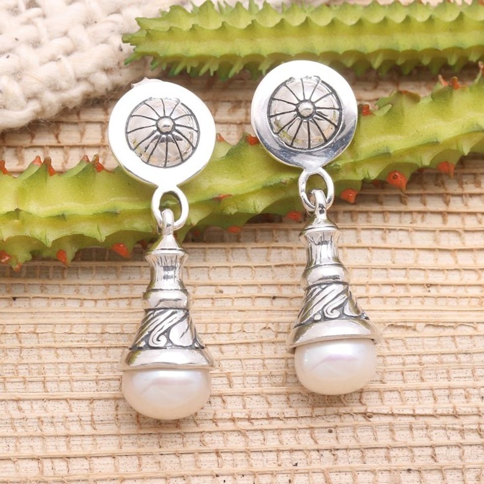 Artisan Designed Cultured Pearl Earrings 'Bali Bagatelle'