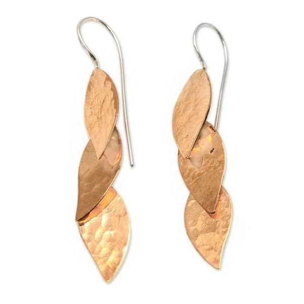 Alternate image for Modern Copper Dangle Earrings Handcrafted in Bali Modern Glisten