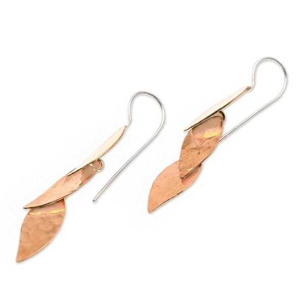 Alternate image for Modern Copper Dangle Earrings Handcrafted in Bali Modern Glisten