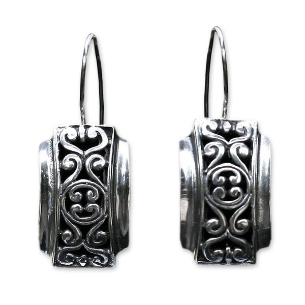 Alternate image for Sterling silver drop earrings Bali Classic