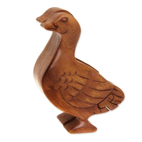 Alternate image for Handmade Natural Wood Puzzle Box Javanese Duck