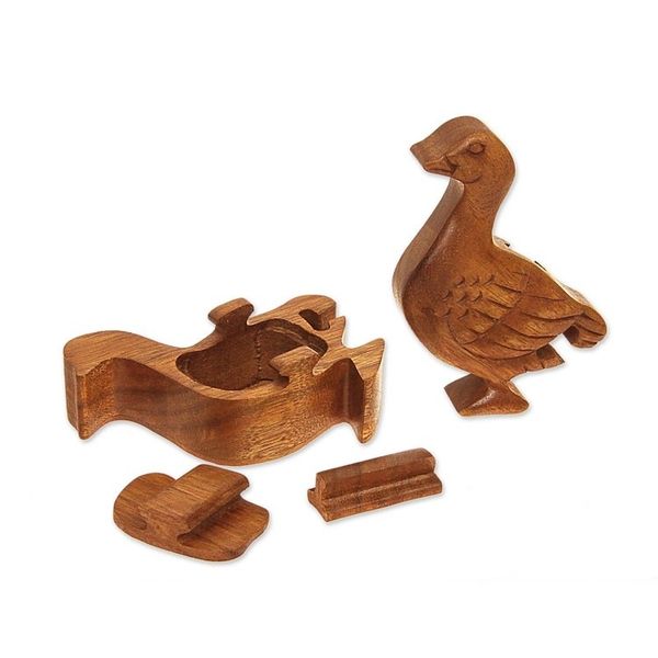 Alternate image for Handmade Natural Wood Puzzle Box Javanese Duck