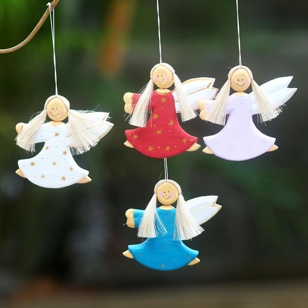 Alternate image for 4 Artisan Crafted Angel Holiday Ornaments Set from Bali Dancing Angels