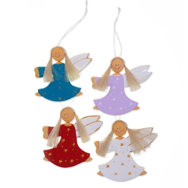 Alternate image for 4 Artisan Crafted Angel Holiday Ornaments Set from Bali Dancing Angels