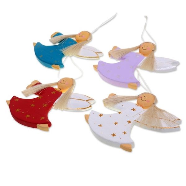 Alternate image for 4 Artisan Crafted Angel Holiday Ornaments Set from Bali Dancing Angels