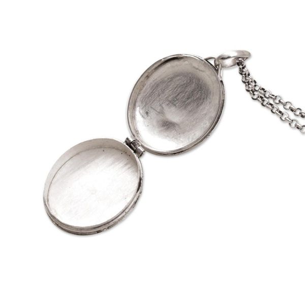 Alternate image for Sterling Silver and Reconstituted Turquoise Locket Necklace Island Bloom
