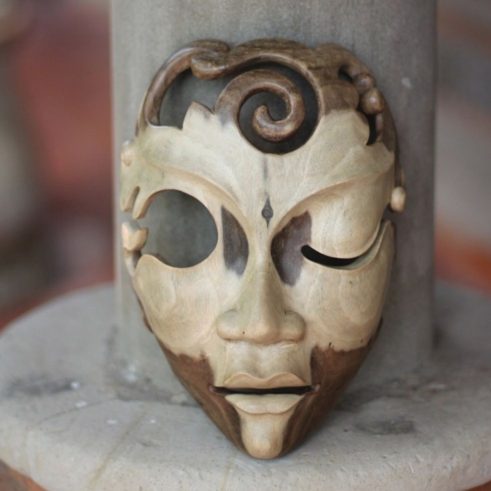 Modern Wood Mask 'Wink at Me'