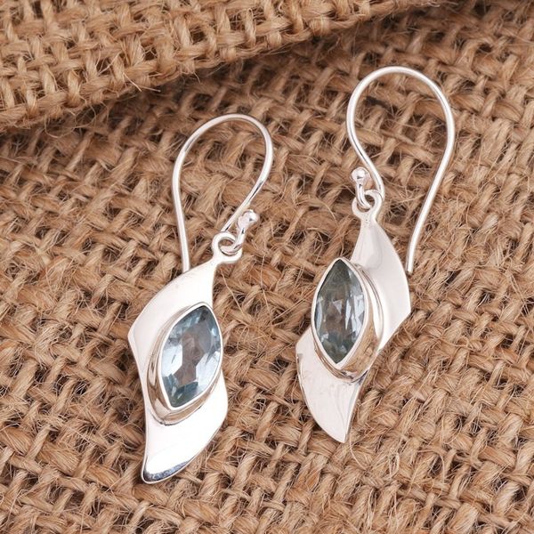 Alternate image for Modern Silver and Blue Topaz Dangle Earrings Blue Shift