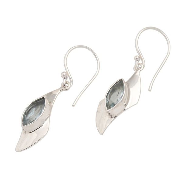 Alternate image for Modern Silver and Blue Topaz Dangle Earrings Blue Shift