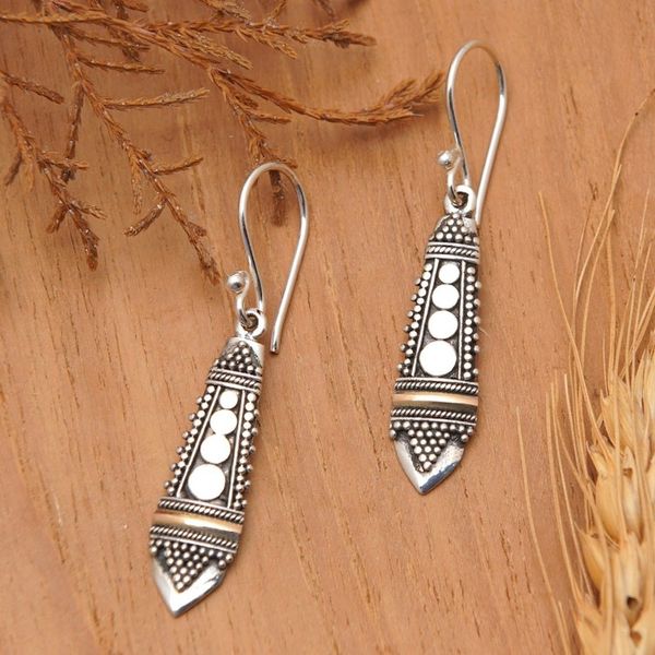 Alternate image for Handmade Sterling Silver and Gold Accent Dangle Earrings Balinese Sisters