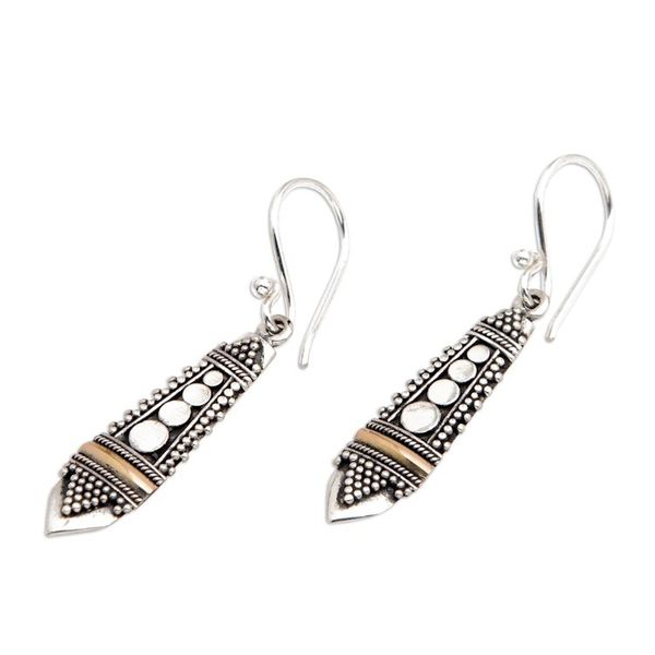 Alternate image for Handmade Sterling Silver and Gold Accent Dangle Earrings Balinese Sisters