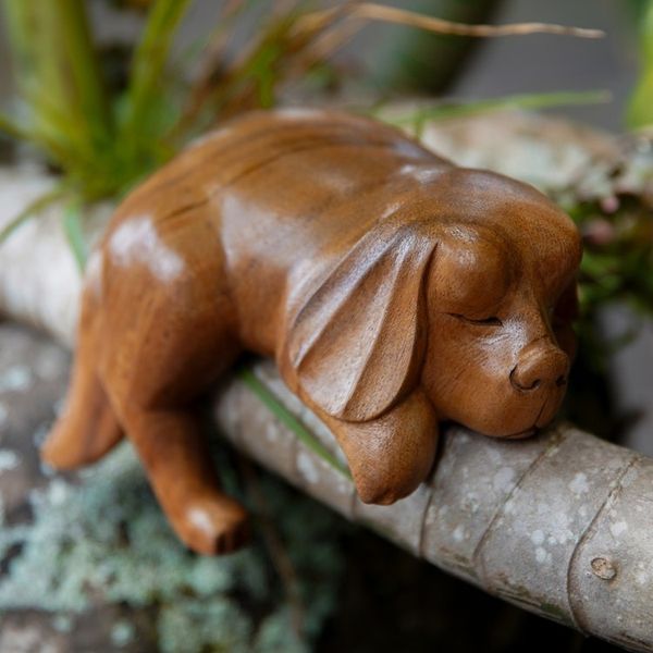 Alternate image for Sleeping Cocker Spaniel Puppy Sculpture Carved in Wood Sleepy Cocker Spaniel