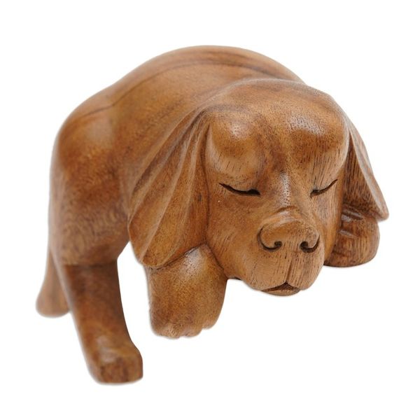 Alternate image for Sleeping Cocker Spaniel Puppy Sculpture Carved in Wood Sleepy Cocker Spaniel