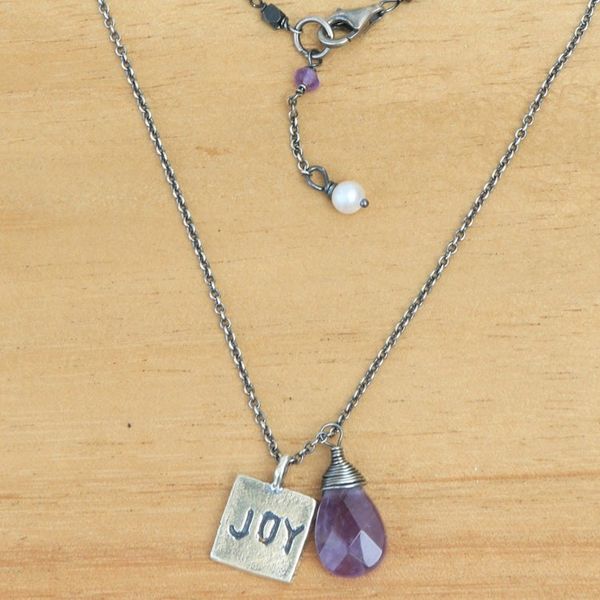Alternate image for 925 Silver Joy Inspirational Amethyst and Pearl Necklace Inspiring Joy