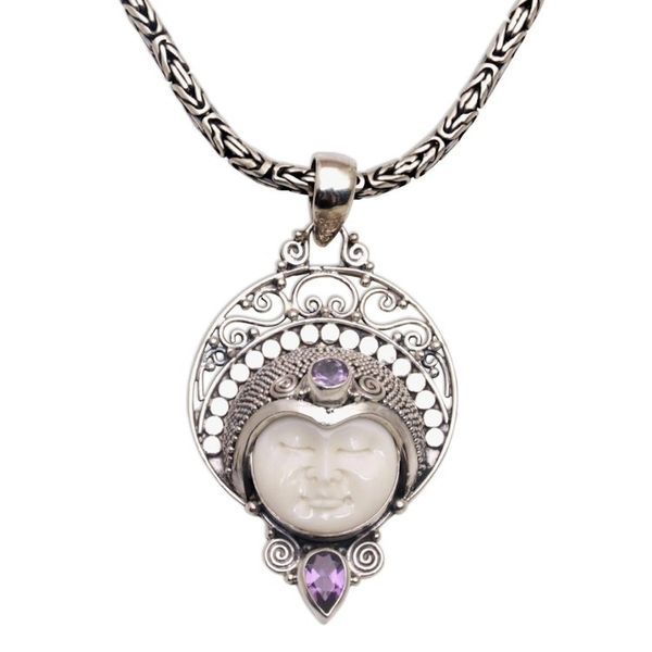 Alternate image for Amethyst and Sterling Silver Pendant Necklace from Bali Lunar Queen