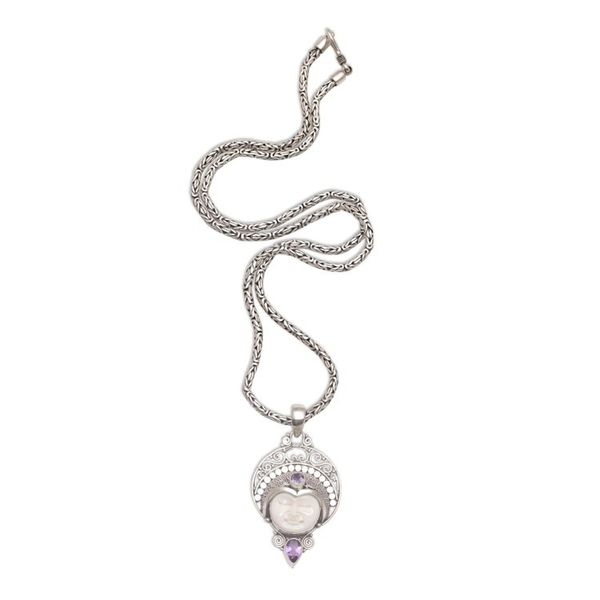 Alternate image for Amethyst and Sterling Silver Pendant Necklace from Bali Lunar Queen