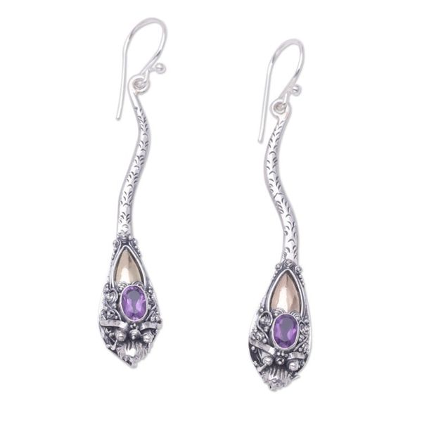 Alternate image for Gold accent amethyst earrings Dragon Queen