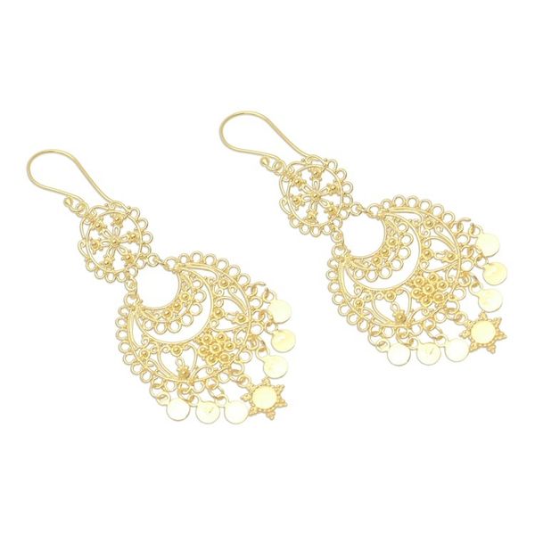 Alternate image for Sterling Silver Chandelier Earrings Plated in 18k Gold Bali Glamour