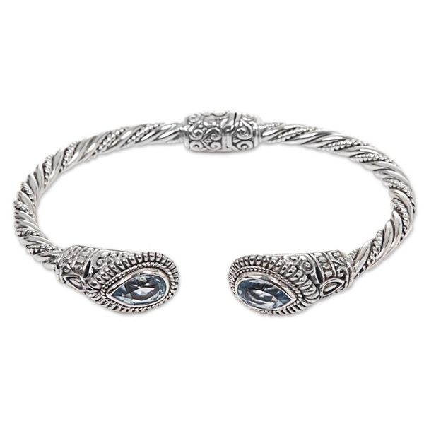 Alternate image for Sterling Silver Blue Topaz Cuff Bracelet from Indonesia Bright Eyes