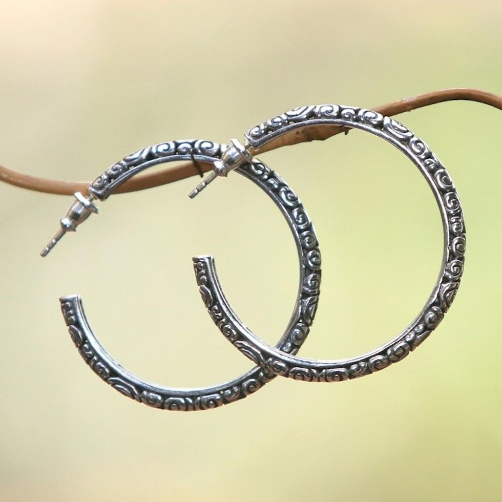 Sterling Silver Half Hoop Earrings Large 'Cloud Hoop'