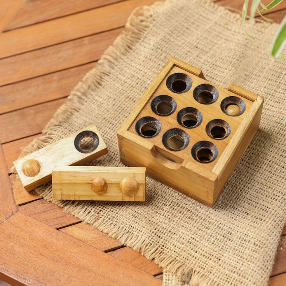 Artisan Crafted Upcycled Teak Wood Puzzle from Java 'Target'